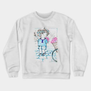 Little Boy with flowers Crewneck Sweatshirt